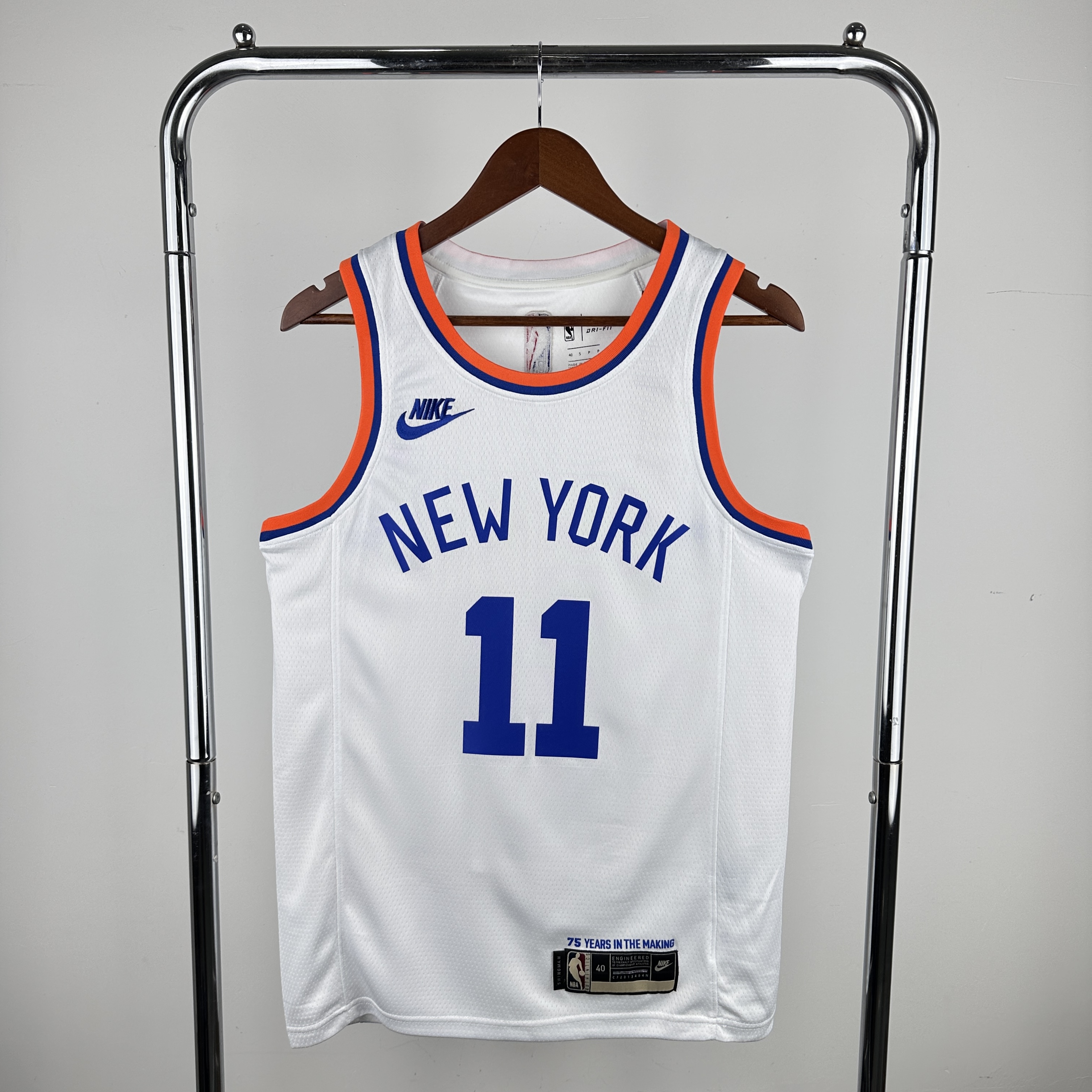 Men New York Knicks #11 Brunson White Throwback Nike 2024 NBA Jerseys